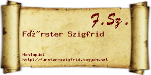 Fürster Szigfrid névjegykártya